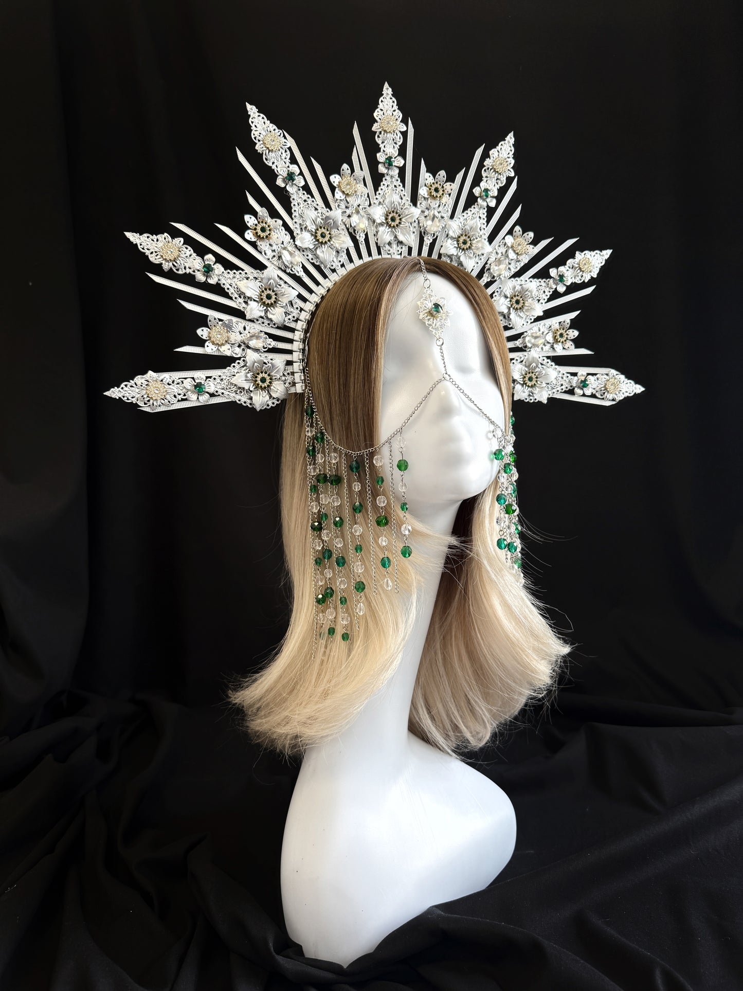 Sun goddess crown with face chain jewelry
