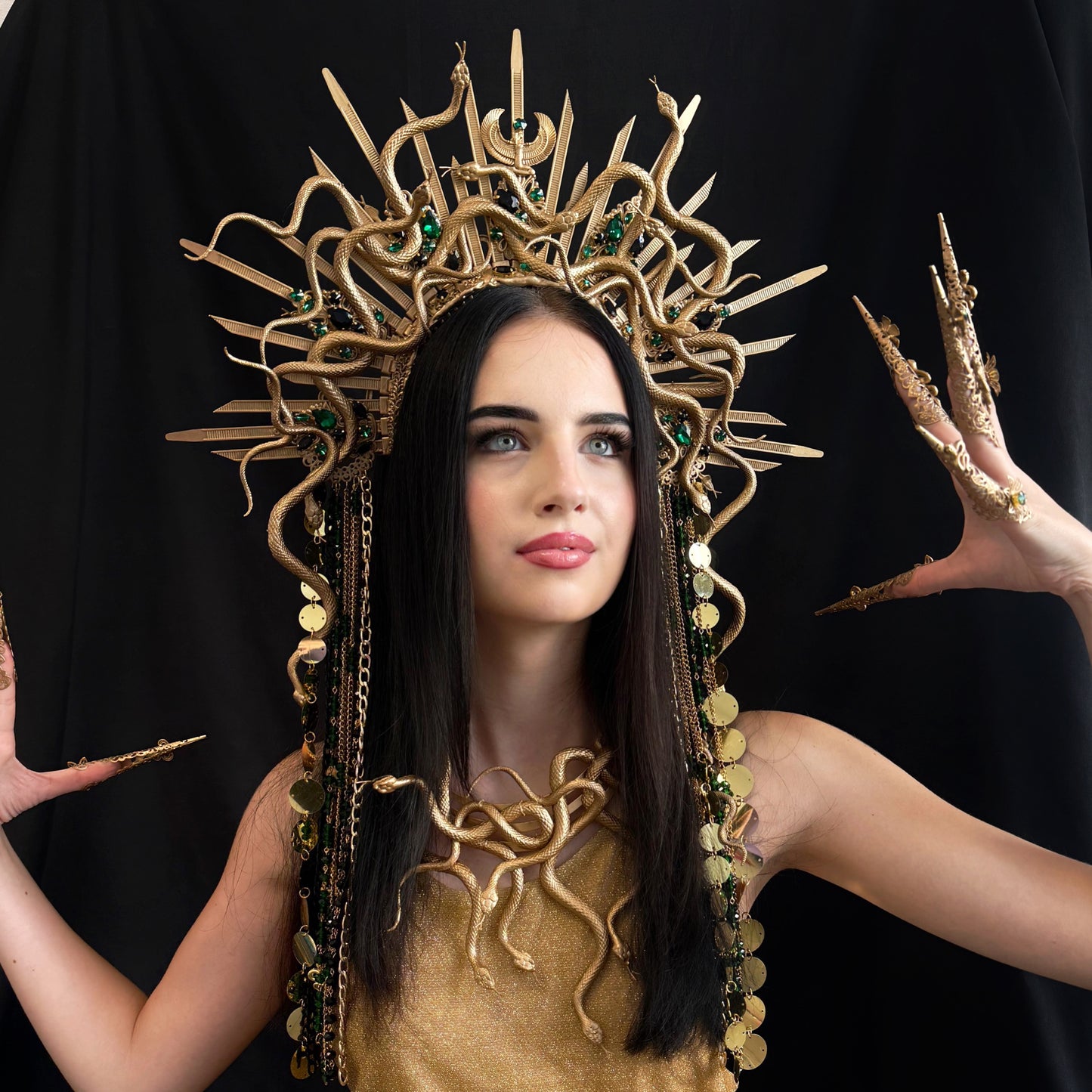 Medusa headpiece, Snake crown, Medusa gorgon crown