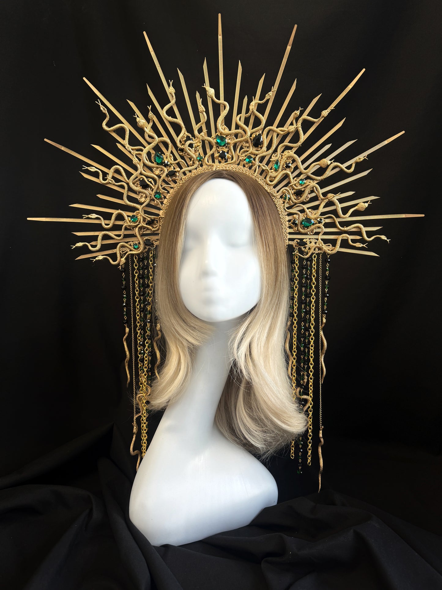 Medusa halo crown with beads Serpent headpiece