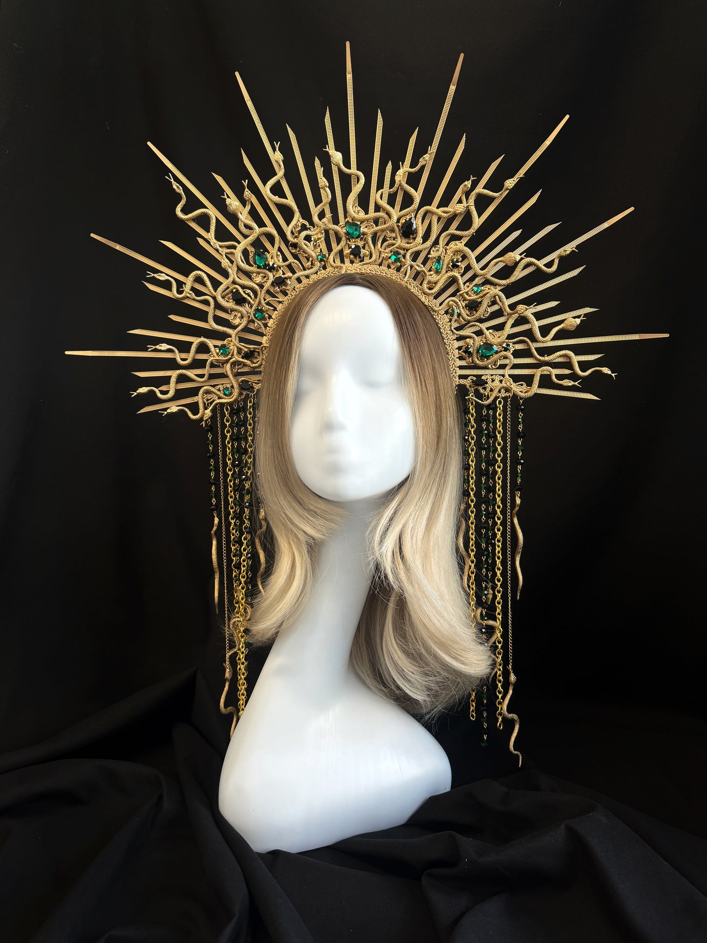 Medusa halo crown with beads Serpent headpiece